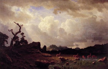 アルバート・ビアシュタット Painting - ロッキー山脈の雷雨 アルバート・ビアシュタット